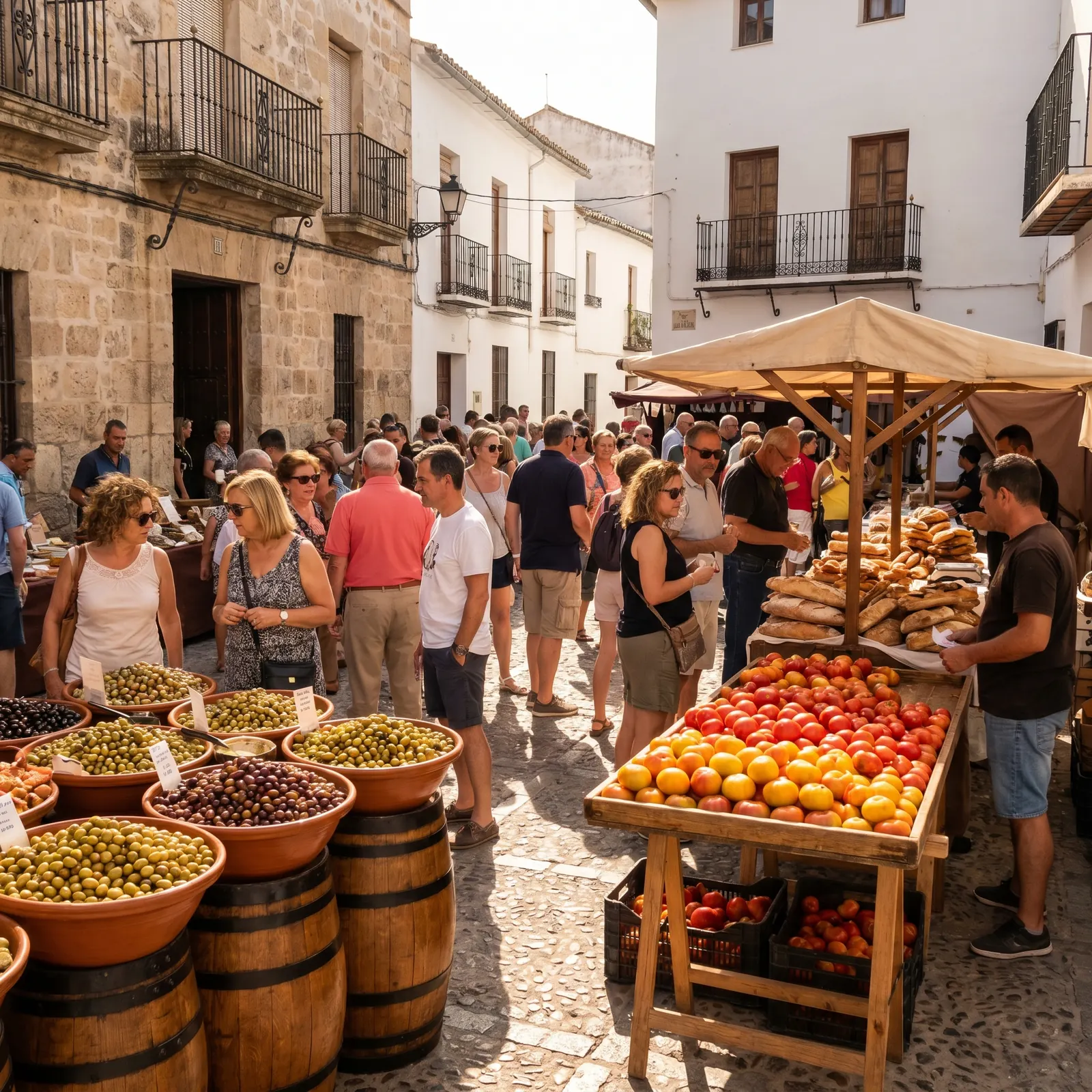 A Wednesday market in an Andalusian village square.